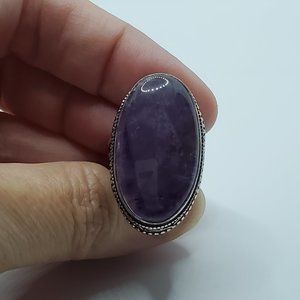 Natural Amethyst Lace Ring - 925 Stamped
